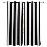 Yiran Furniture Enkla Svartvita Ränder Gardiner Dekor Draperi Barnrumsgardin 2 Paneler Med Öglor Fönsterbehandling Fönster Fri Frakt W60H60(CM)x2PCS&Grommet Top