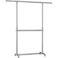 Songmics klädställ, grå, (101-163) x 49 x (113-198) cm