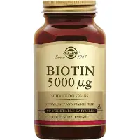 Solgar , Biotin, 5 000 mcg, 50 Vegetabiliska kapslar