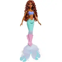 Mattel Disney Princess Ariel sjjungfrudocka med gnistrande mjuk fena och naturligt hr som kan stllas in och samlarobjekt Inspirerad av live ac