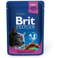 Brit Premium Adult-påsar med kyckling och kalkon för katter 24 x 100g