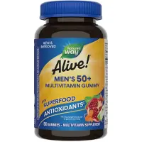 Nature'S Way , Alive! Mäns 50+ Multivitamintugga, Fruktaromer, 60 Tuggor