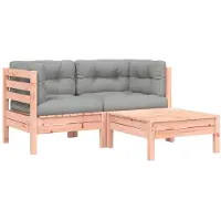 vidaXL Trädgårdssoffa med dynor och fotpall 2-sits