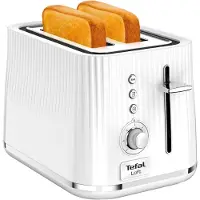 Tefal Loft TT7611, 2 skivor, Krom, Vit, Knappar, Rotations-