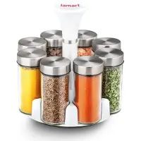 Lamart LT7017, Kryddställ, Transparent, Vit, Glas, Plast, Rostfritt stål, 0,68 l, Svängbart lock, 4 cm