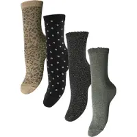 Pieces Sockor 'PCSEBBY' beige / oliv / svart