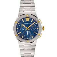 Versace Klocka - - VEZ900221 - Rostfritt stål 43 mm - Silverarmband - Blå guilloché urtavla