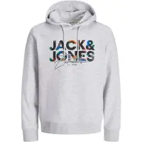 Jack & Jones Sweatshirt 'JJGeplas' mörkblå / mörkgrå / hummer / vitmelerad