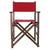 Wellhome Regissörsstol Med Valnötstruktur Och Vinröd Duk 51x46x86 Cm