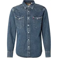Levi's för män. 85744-0103 Western Standard skjorta blå (M), Casual, Bomull, Lång ärm