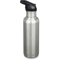 Klean Kanteen Classic Water Bottle 1011192 Brushed Stainless, Flip Seal Sport Cap, bottle, 800 ml