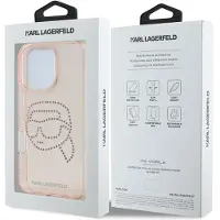 Karl Lagerfeld IML-fodral med strass och Karl-motiv för iPhone 16 Pro, rosa