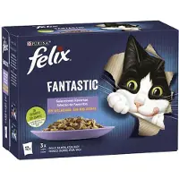 Purina Felix Fantastic 12x85g Kattmat Lax Med Tonfisk Och Nötkött 6 Enheter