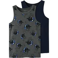Name it Linnen - Noos - Nkm - 2-pack - Grey/Dark Sapphire - - 5 år (110) - Linne