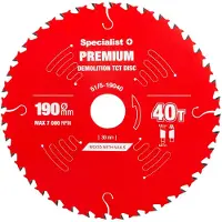Specialist+ 190x40tx30 Mm Demolition Premium Cirkelklinga För Trä