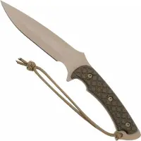 Spartan Blades Ares SB1DEGRKYTN Flat Dark Earth, Green Micarta, survival knife, kydex sheath