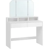 Vasagle Sminkbord med Justerbar LED-Belysning, Modern, Vit