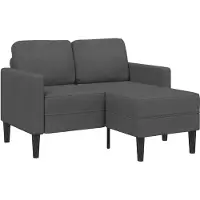 vidaXL 2-sitssoffa med schäslong L-formad mörkgrå 125 cm linne