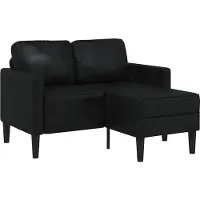 vidaXL 2-sitssoffa med schäslong L-formad svart 125 cm konstläder
