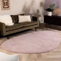 NATURL. Mjuk ekologisk matta | Teddy rosa hos Volero | 160x230 cm | Polyester | Enfärgad | Oregelbunden form | Hög lugg