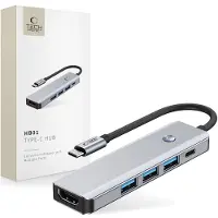 Tech-Protect HB01 hub-adapter 5-i-1 | USB-C + USB3.0 + HDMI 4K 60Hz + PD100W | space grey