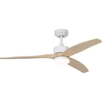 QAZQA Smart takfläkt vit med trätryck 132 cm inkl. LED dimbar med fjärrkontroll - Joly