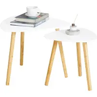 SoBuy Satsbord set om 2, vit, FBT74-W
