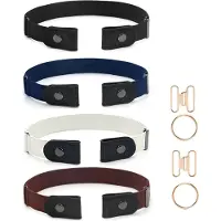 INF Elastiskt bälte utan spänne 4-pack Black/DarkBlue/White/Brown