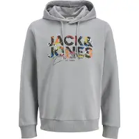 Jack & Jones Sweatshirt 'JJGeplas' azur / grå / hummer / svart