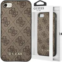 GUESS 4G Metallfodral med guldlogotyp för iPhone SE 2022 / 2020 / 7 / 8 - Brun
