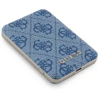 GUESS Powerbank induktiv 15W GUPB5FP4EMGB 5000mAh blå/blå 4G Läder Metall Logo MagSafe