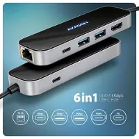 Axagon HMC-6GLN Glass - Dockningsstation - för bordsdator, laptop, smartmobil, surfplatta - USB-C 3.2 Gen 1 / USB 3.0 / USB4 / Thunderbolt 3 / Thunderbolt 4 - HDMI - 1GbE