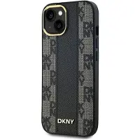 DKNY MagSafe-fodral i läder med rutmönster för iPhone 14/15/13 - Svart