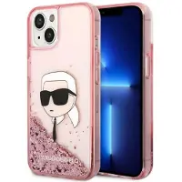 Karl Lagerfeld Glitter Karl's Head fodral för iPhone 14 Plus - rosa
