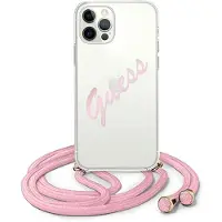 GUESS GUHCP12MCRTVSPI iPhone 12/12 Pro 6,1" rosa/rosa hårda fodral Script Vintage
