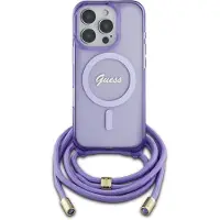 GUESS Crossbody Cord Script MagSafe-fodral för iPhone 16 Pro - Lila