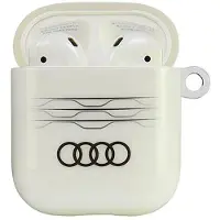 Audi IML-fodral med geometriskt mönster för AirPods 1 / 2 – Vitt
