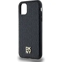 DKNY Läder Monogram Mönster Metall Logo MagSafe Fodral för iPhone 11 / Xr - Svart