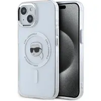 Karl Lagerfeld IML Metal Karl Head MagSafe-fodral för iPhone 15 Vit