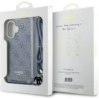 GUESS Crossbody Cord 4G Print Fodral med nyckelband för iPhone 16 - Blå