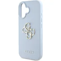 GUESS Grained Big 4G Logo Small Classic Logofodral till iPhone 16 - blå