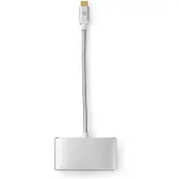 Nedis Guld Cctb64760al02 3-i-1 Multiport Usb-adapter Usb 3.2 Gen 1 Usb-c M-usb-a H/usb-c H/vga H 5gbps Pläterad Flätad 0.2 M