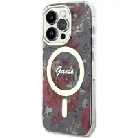 GUESS GUHMP14LHCFWSA iPhone 14 Pro 6,1" grön/khaki hård väska Flower MagSafe