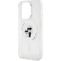 Karl Lagerfeld Karl&Choupette Glitter MagSafe-fodral för iPhone 15 Pro - transparent