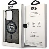 Karl Lagerfeld iPhone 15 Pro IML Glitter Karl & Choupette MagSafe Skal - Svart