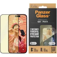 PanzerGlass | Ultra-Wide Fit - Skärmskydd för mobiltelefon - EyeCare Protection| Apple iPhone 15