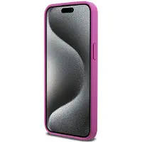 DKNY läderfodral med monogrammönster och metallogo MagSafe-fodral för iPhone 15 Pro Max - Rosa