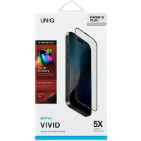 Uniq Optix Vivid härdat glas med applikator för iPhone 16 Plus