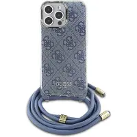 GUESS Crossbody Cord 4G Print Fodral för iPhone 16 Pro Max - Blå