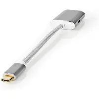 Nedis USB-C(tm) Adapter | USB 3.2 Gen 1 | USB-C(tm) Hane | HDMI(tm) Utgång | 4K@60Hz | Power delivery | 0.20 m | Rund | Guldplaterad | Flätad / Nylon | Silver | Kartong med täckt fönster
